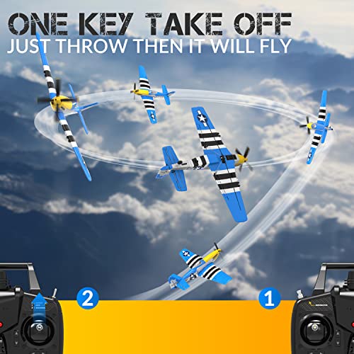 ANTSIR Remote Control Airplane P51 Mustang, 4 Channel RC Plane with 6-Axis Gyro, WW2 Warbird Aerobatic Fighter Glider Park Flyer Gift for Adults & Kids Age 12+ - Image 3