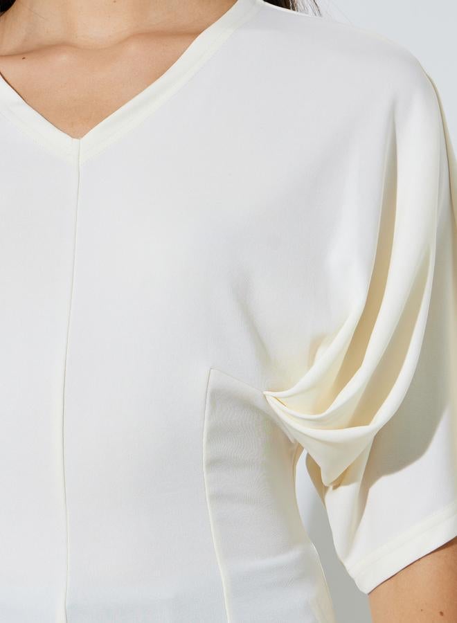 Styli Beige Knit Top with Dolman Sleeves - Image 4