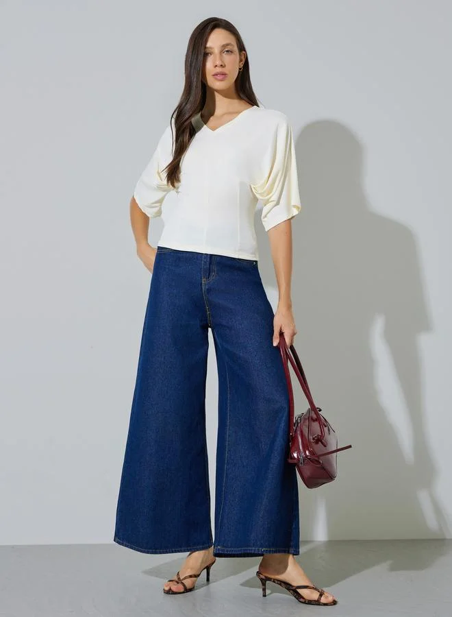 ستايلي Beige Knit Top with Dolman Sleeves