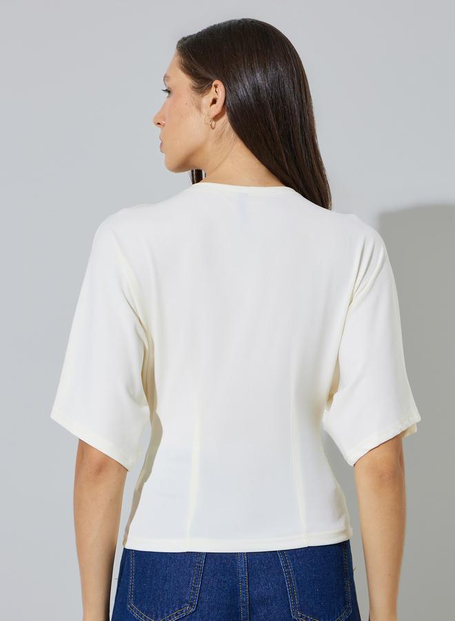 Styli Beige Knit Top with Dolman Sleeves - Image 5