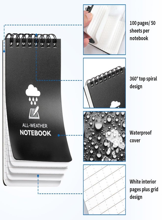 COIDEA Waterproof Notebook, 3 x 5 Pocket Notepad, All Weather Small Pocket Notebook Stone Paper, Mini Spiral Notepad Weatherproof Police Notepad 100 Lined Pages for Outdoor Home Office School, 3 Pack - Image 4