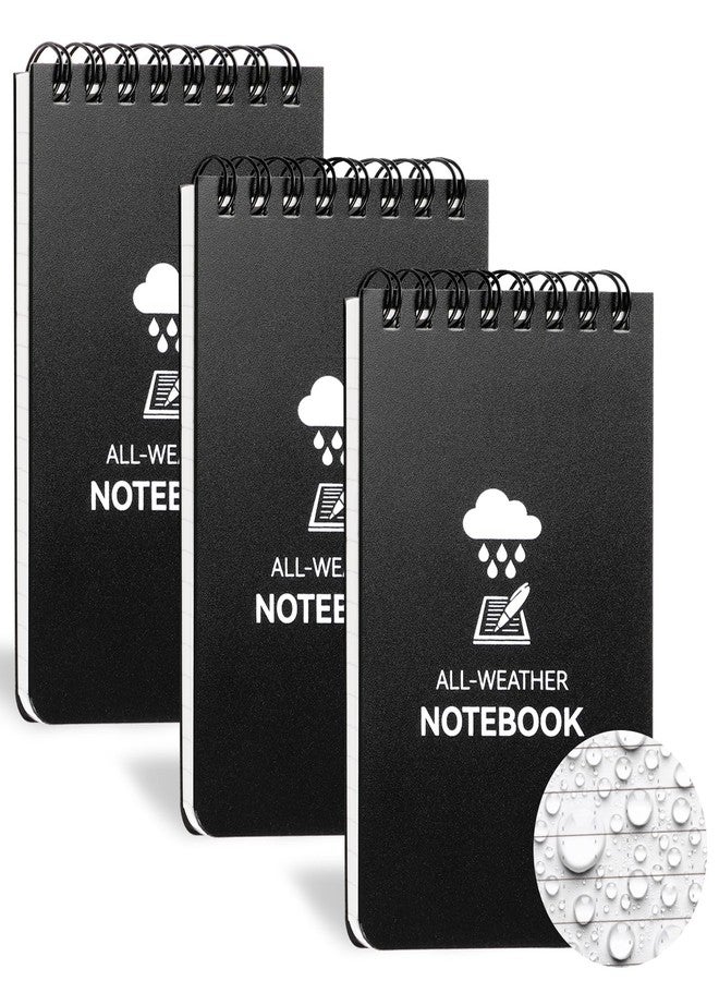 COIDEA Waterproof Notebook, 3 x 5 Pocket Notepad, All Weather Small Pocket Notebook Stone Paper, Mini Spiral Notepad Weatherproof Police Notepad 100 Lined Pages for Outdoor Home Office School, 3 Pack - Image 1
