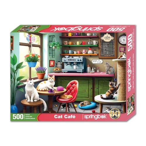 Springbok Cat Cafe 500 Piece Jigsaw Puzzle for Adults Kittens in a Coffee Shop Unique Cut Pieces Made in USA - Image 5
