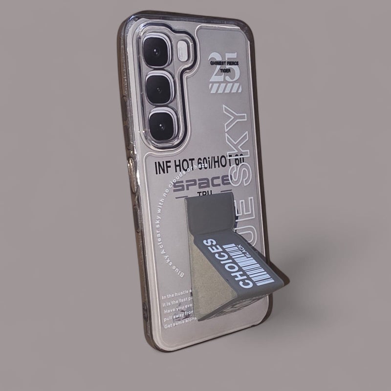 Premium Silicon Case Cover for Infinix Hot 60i With kickstand multicolor