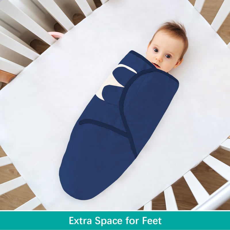 Biloban Baby Swaddles 0-3 Months for Boy & Girl, Cotton Swaddle Blanket, Newborn Essentials, Grey & Navy, 2 Pack - Image 3