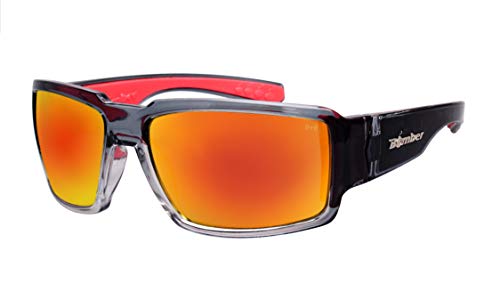 BOMBER Floating Safety Glasses for Men, 2-Tone Crystal Smoke frame, Red Mirror PC Safety lens, Non-Slip foam lining, ANSI Z87+ Compliant, Safe for Rugged Activity, Wet Conditions. - Image 1