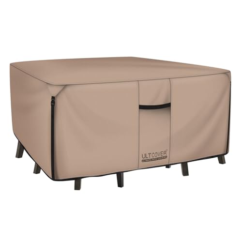 ULTCOVER Square Patio Heavy Duty Table Cover - 600D Tough Canvas Waterproof Outdoor Dining Table and Chairs General Purpose Furniture Cover Size 74 inch - Image 1