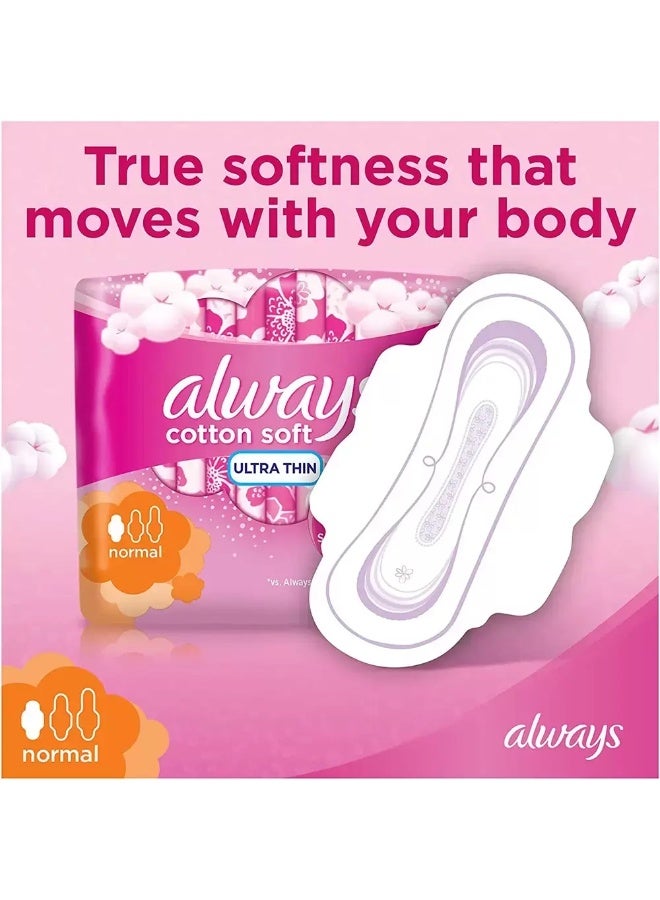 Always Ultra Cotton Soft Sanitary Pads With Wings, Normal- Pack of 20 Pcs - Image 2
