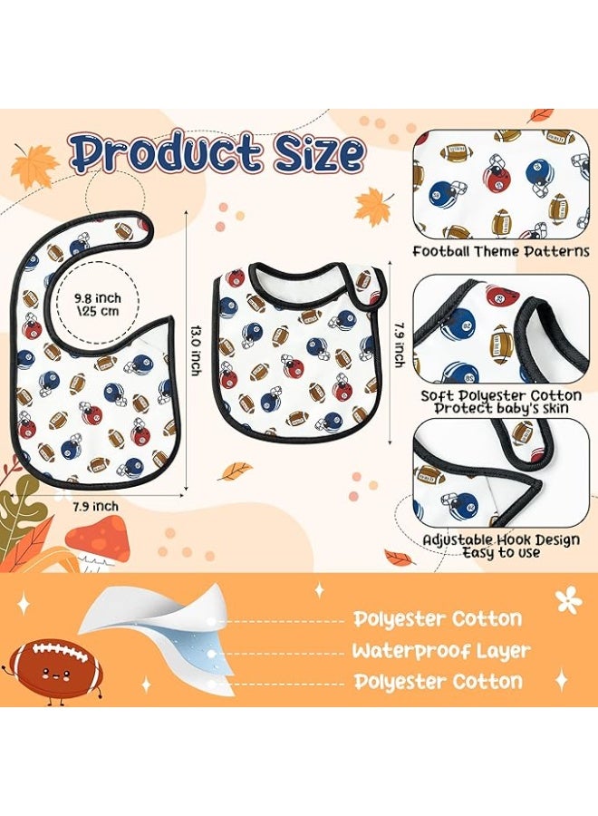 2ooya 7Pcs Cotton Waterproof Baby Bibs Adjustable Hook Loop Closure Infant Bib Autumn Pumpkin Football Newborn Babies Food Bibs Keepsake Baby Gift for 6-12 Months Baby Teething Drooling Feeding Eating - Image 3