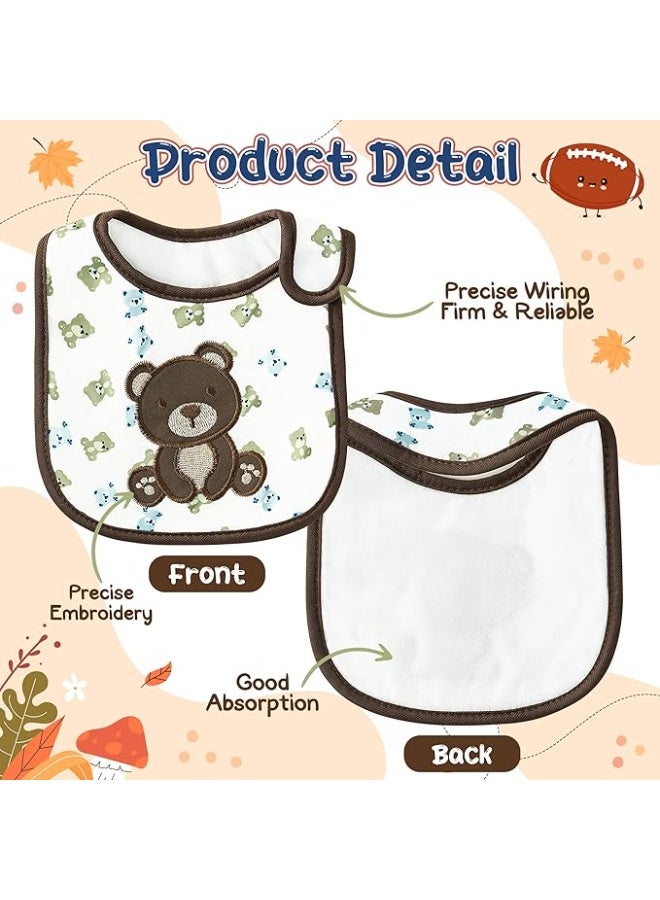 2ooya 7Pcs Cotton Waterproof Baby Bibs Adjustable Hook Loop Closure Infant Bib Autumn Pumpkin Football Newborn Babies Food Bibs Keepsake Baby Gift for 6-12 Months Baby Teething Drooling Feeding Eating - Image 2