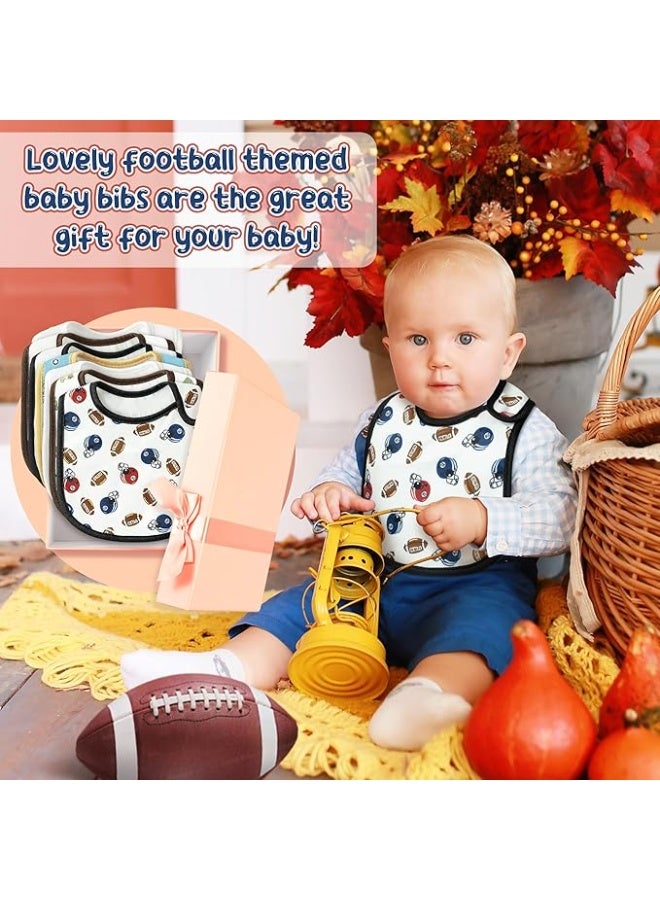 2ooya 7Pcs Cotton Waterproof Baby Bibs Adjustable Hook Loop Closure Infant Bib Autumn Pumpkin Football Newborn Babies Food Bibs Keepsake Baby Gift for 6-12 Months Baby Teething Drooling Feeding Eating - Image 4