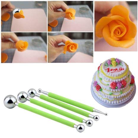 AmigozZ Stainless Steel Double Sided 4X Fondant Cake Flower Decorating Clay Sugarcraft Ball Modelling Cutter DIY Tool - Multicolor - Image 4