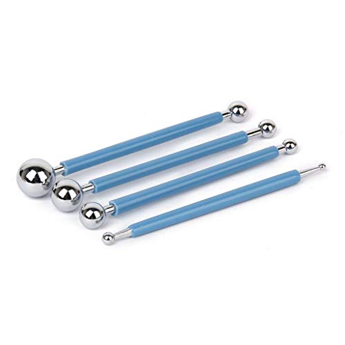 AmigozZ Stainless Steel Double Sided 4X Fondant Cake Flower Decorating Clay Sugarcraft Ball Modelling Cutter DIY Tool - Multicolor - Image 2
