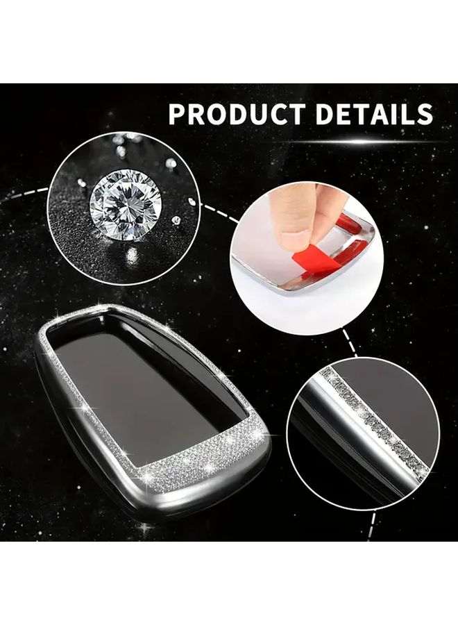 White Rhinestone Multimedia Control Cover For Mercedes C E GLC Class Interior Decoration - Image 5
