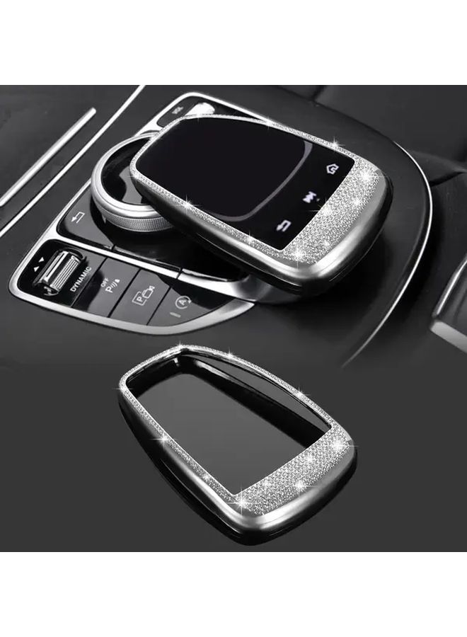 White Rhinestone Multimedia Control Cover For Mercedes C E GLC Class Interior Decoration - Image 1