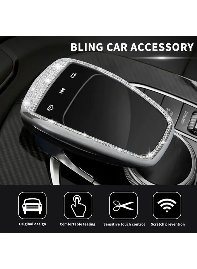 White Rhinestone Multimedia Control Cover For Mercedes C E GLC Class Interior Decoration - Image 2