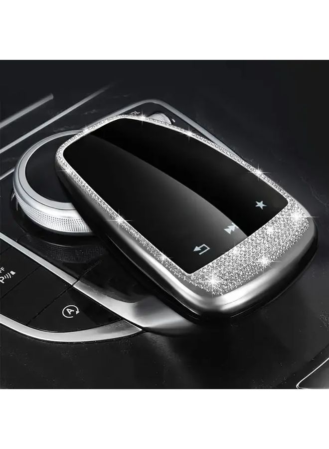 White Rhinestone Multimedia Control Cover For Mercedes C E GLC Class Interior Decoration - Image 4