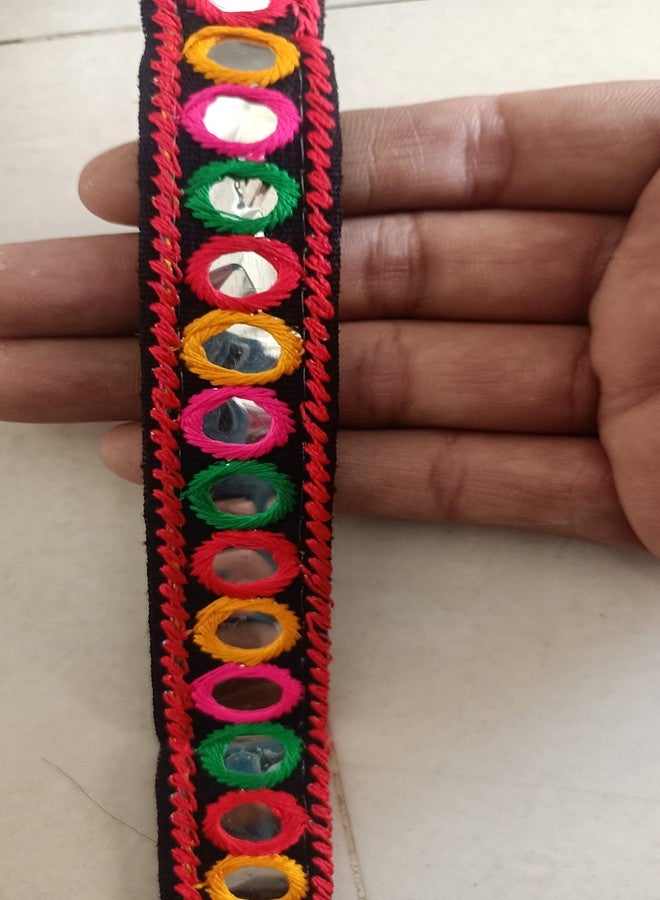 PREMDAS LACES Multicolor Banjara Trims, Embroidery Multicolor Banjara Sewing Lace, For Junk Journals, Scrapbooking,Art Craft Project,Thread Work Sari Trim Multicolour 9Mter (Black) - Image 2