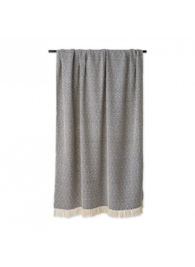DII DII Rustic Farmhouse Double Diamond Woven Throw, 50x60, French Blue - Image 2