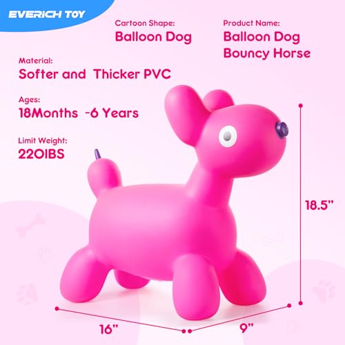 EVERICH TOY Bouncy Horse Hopper for Toddlers Balloon Dog Bouncy Animals Jumping Horse Inflatable Ride on Bouncer Hopping Toys Gifts for Boys Girls 18 Months 2 3 4 5 6 Years Old - Image 5