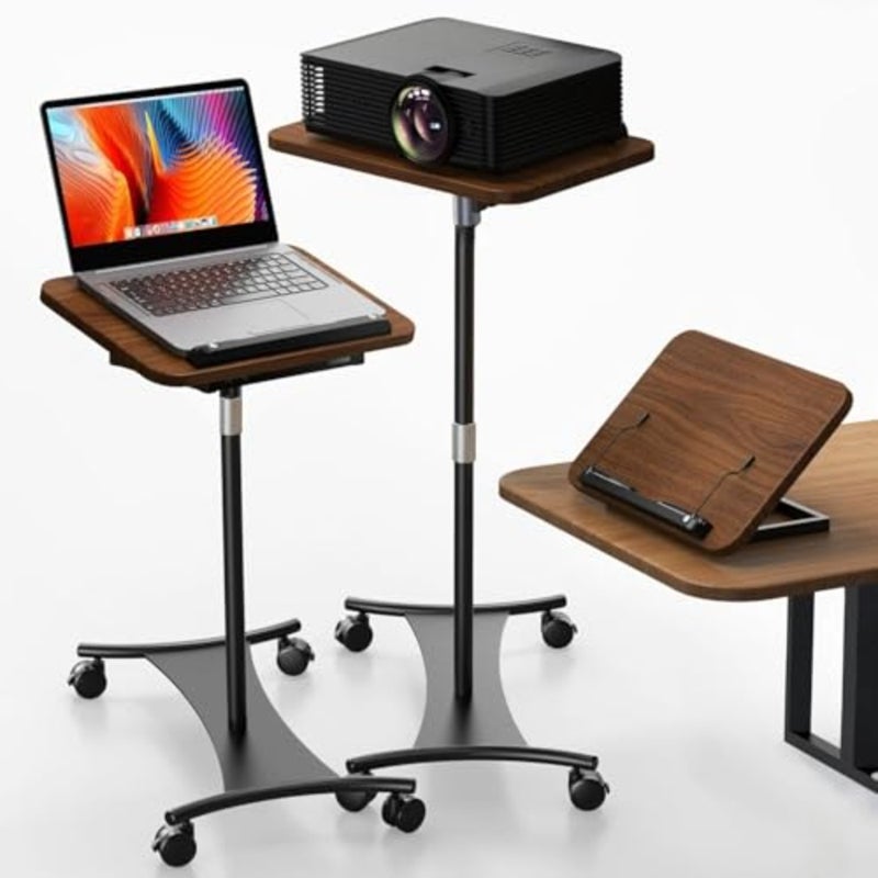 Rolling Laptop Stand, 2 in 1 Dual use Floor Desktop, Adjustable Height from 16.5" to 51", with 4 Silent Lockable Casters, Laptop Floor Stand Perfect for Home, Office, Study - Image 1