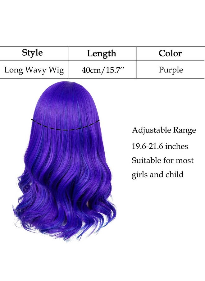 Probeauty Probeauty Purple Wavy Wig for Girls Kids, Long Curly Costume Wig for Child Halloween Cosplay Birthday Party  - Image 5