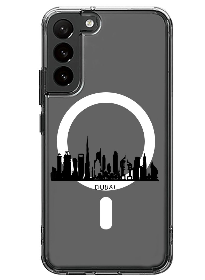 Magnetic Case for Samsung Galaxy S23 6.1-inch Compatible with MagSafe Wireless Charging, Shockproof Phone Bumper Cover Dubai Skyline