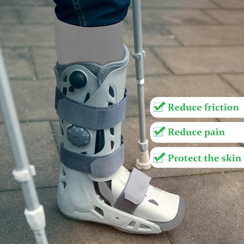 Seematn 2 Pairs Walking Boot Socks For Orthopedic Walker Brace Medical Boot Sock For Women And Men  One Size Fits Most(Gray) - Image 4