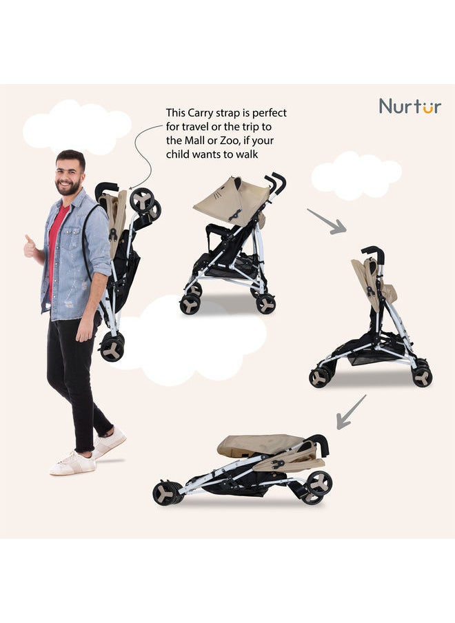 Nurtur عربة أطفال خفيفة الوزن من لوكا كات من 0 إلى 36 شهرًا، سلة تخزين قابلة للفصل، حزام أمان بـ 5 نقاط، تصميم مدمج، حزام كتف  - Image 5