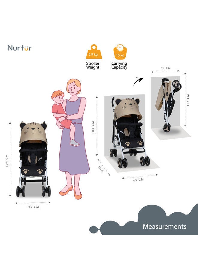 Nurtur عربة أطفال خفيفة الوزن من لوكا كات من 0 إلى 36 شهرًا، سلة تخزين قابلة للفصل، حزام أمان بـ 5 نقاط، تصميم مدمج، حزام كتف  - Image 4
