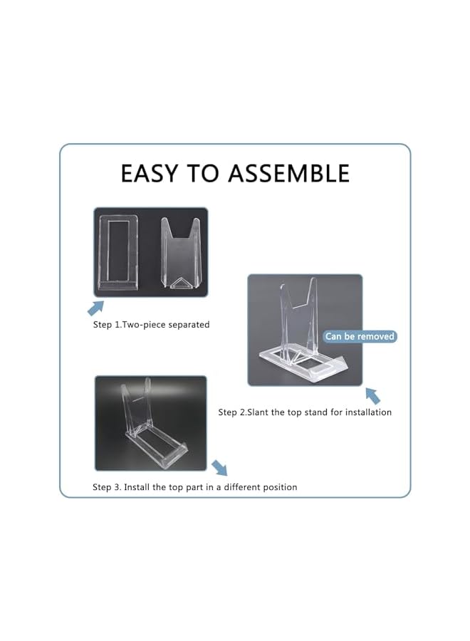The Bros حاملات أطباق بلاستيكية شفافة، 10 قطع حاملات عرض بلاستيكية بزاوية، حامل عرض شفاف، حامل أطباق، حاملات أطباق أكريليك، حاملات عرض بلاستيكية، حاملات صور، حاملات مصغرة شفافة - Image 4