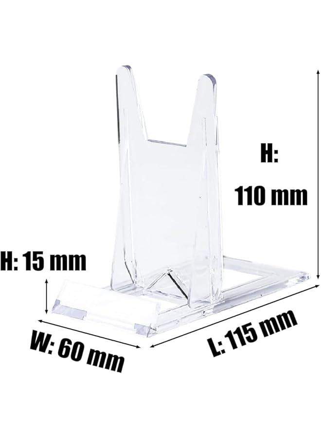 The Bros حاملات أطباق بلاستيكية شفافة، 10 قطع حاملات عرض بلاستيكية بزاوية، حامل عرض شفاف، حامل أطباق، حاملات أطباق أكريليك، حاملات عرض بلاستيكية، حاملات صور، حاملات مصغرة شفافة - Image 3