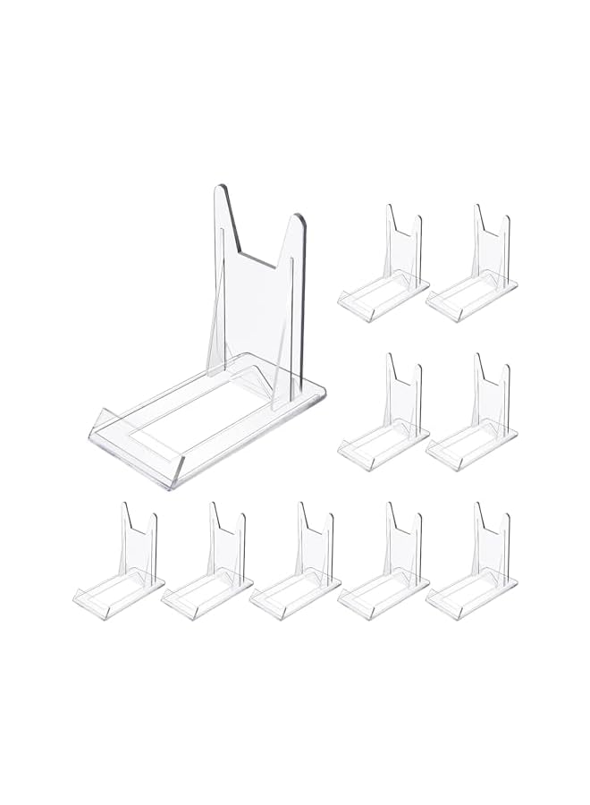 The Bros حاملات أطباق بلاستيكية شفافة، 10 قطع حاملات عرض بلاستيكية بزاوية، حامل عرض شفاف، حامل أطباق، حاملات أطباق أكريليك، حاملات عرض بلاستيكية، حاملات صور، حاملات مصغرة شفافة - Image 2
