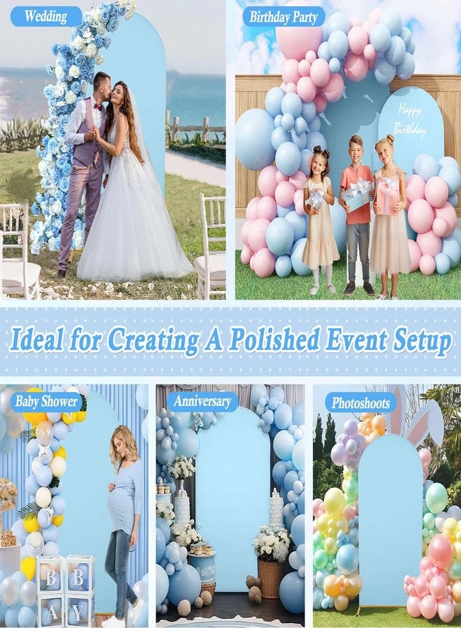 Dexpinzo 7.2FT Metal Arch Backdrop Cover, Blue Spandex Stretchy Round Top Arch Stand Cover with Balloon Tie Tool for Wedding Ceremony Baby Shower Gender Reveal Birthday Party Background Arch Stand Decorations - Image 4