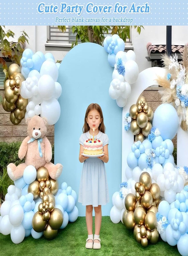 Dexpinzo 7.2FT Metal Arch Backdrop Cover, Blue Spandex Stretchy Round Top Arch Stand Cover with Balloon Tie Tool for Wedding Ceremony Baby Shower Gender Reveal Birthday Party Background Arch Stand Decorations - Image 3
