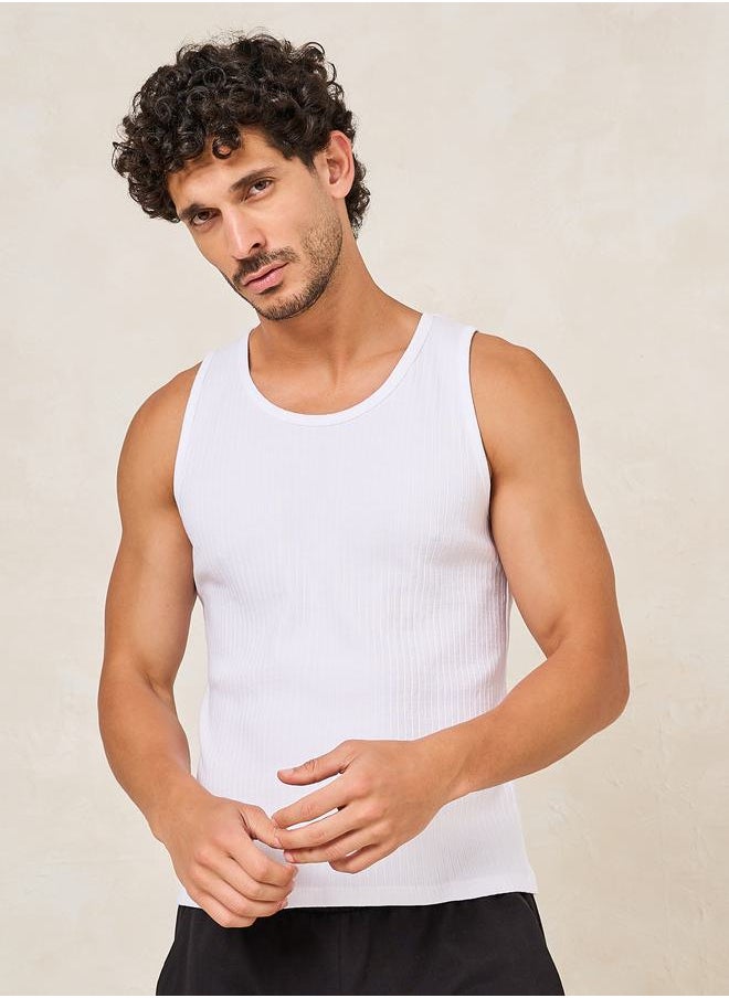Styli Ribbed Cotton Vest with Scoop Neck  - Image 1