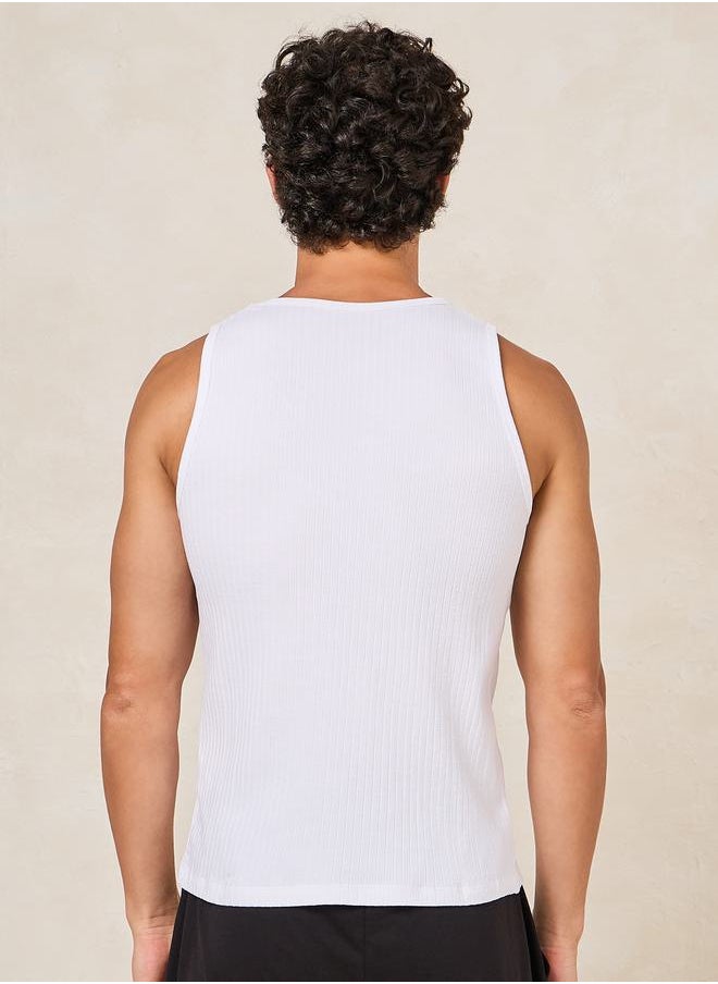Styli Ribbed Cotton Vest with Scoop Neck  - Image 4