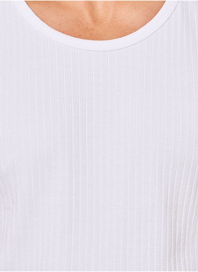 Styli Ribbed Cotton Vest with Scoop Neck  - Image 3