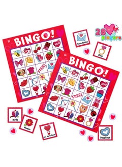 JOYIN 28 Players Valentine'S Day Bingo Set Bingo Game Cards (5 X 5) For Kids Party Card Games School Classroom Games Love Party Favors Supplies Family Activity  - Image 1