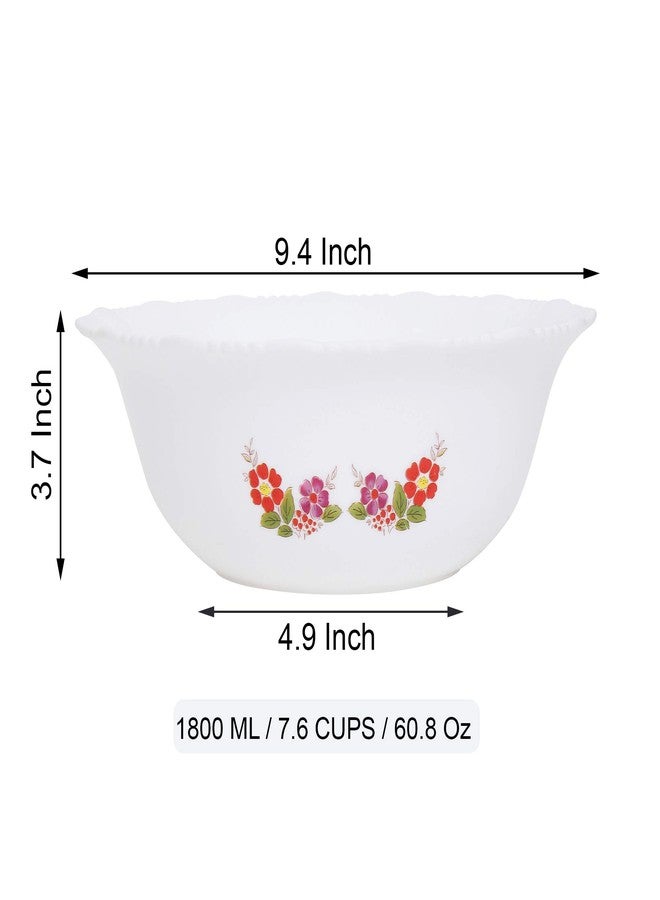 SimpArte Plastic Serving Dish, 1800 ml, Set of 2, Petunia Design Print/White Base, Standard - Image 5
