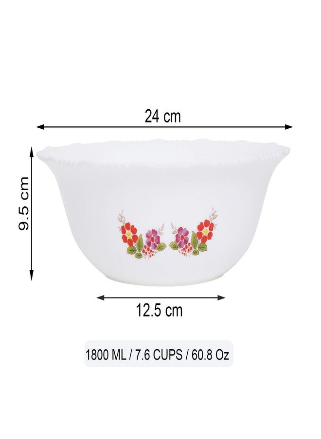 SimpArte Plastic Serving Dish, 1800 ml, Set of 2, Petunia Design Print/White Base, Standard - Image 4