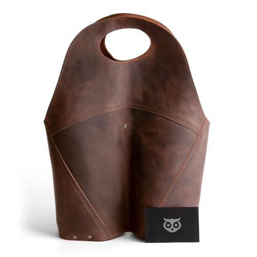 Hide & Drink, Double Wine Bottle Carrier, Holder Case for Bordeaux Bottle, Tote Bag, Travel Purse, Picnic, Full Grain Leather, Handmade, Bourbon Brown - Image 5