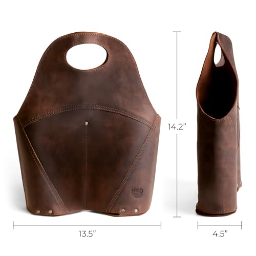 Hide & Drink, Double Wine Bottle Carrier, Holder Case for Bordeaux Bottle, Tote Bag, Travel Purse, Picnic, Full Grain Leather, Handmade, Bourbon Brown - Image 4