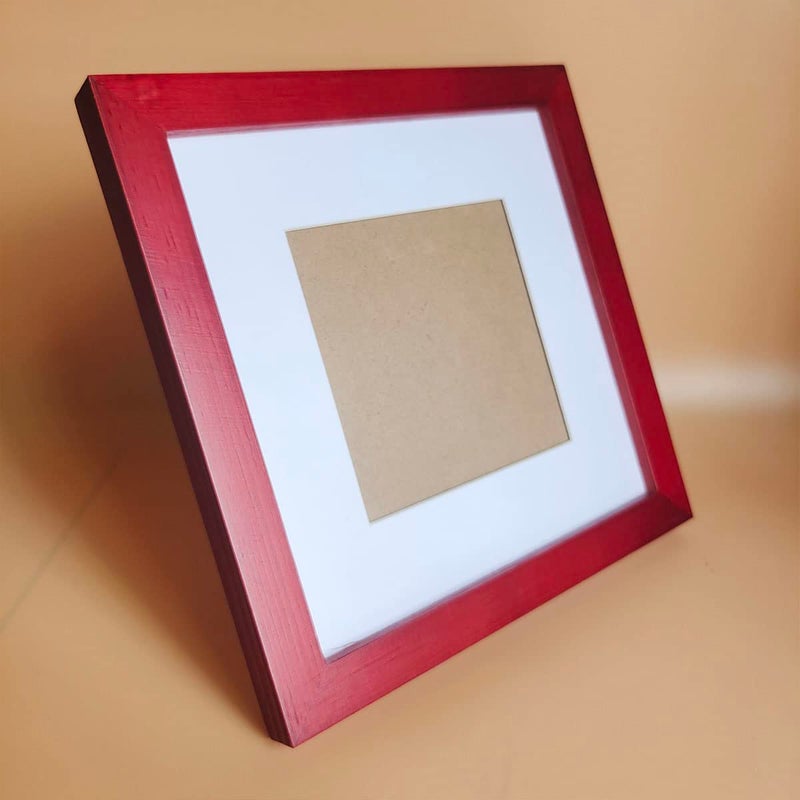 KELE MODEL 8x8 Picture Frames RED Solid Wood Frame  Plastic Panel (Film Needs to be Removed) Table or Wall.Front Window Opening 7.5x7.5 inch. - Image 2