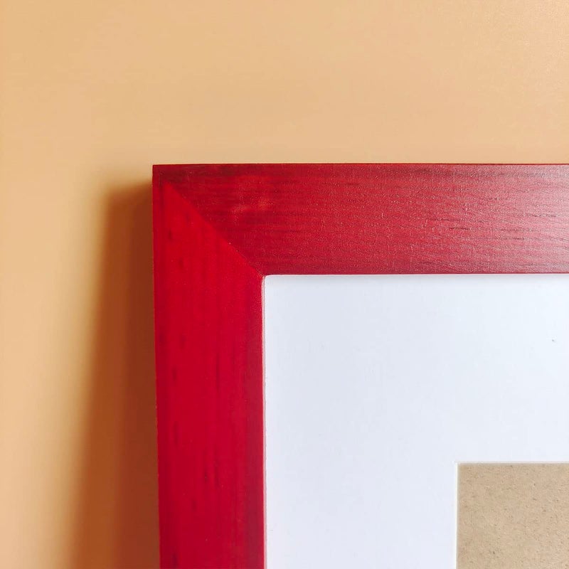 KELE MODEL 8x8 Picture Frames RED Solid Wood Frame  Plastic Panel (Film Needs to be Removed) Table or Wall.Front Window Opening 7.5x7.5 inch. - Image 4