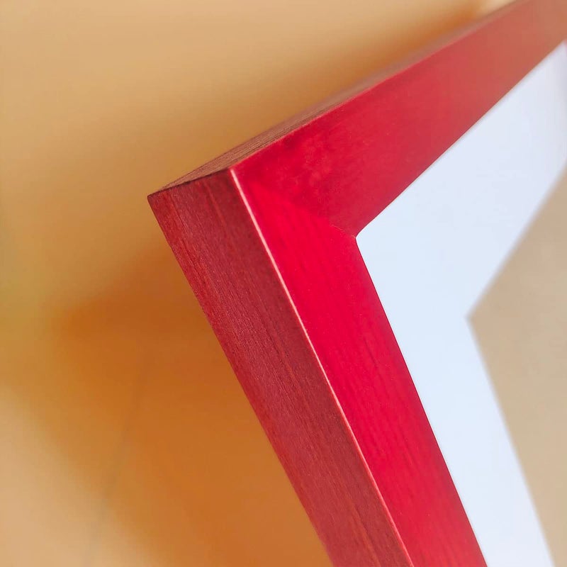 KELE MODEL 8x8 Picture Frames RED Solid Wood Frame  Plastic Panel (Film Needs to be Removed) Table or Wall.Front Window Opening 7.5x7.5 inch. - Image 3