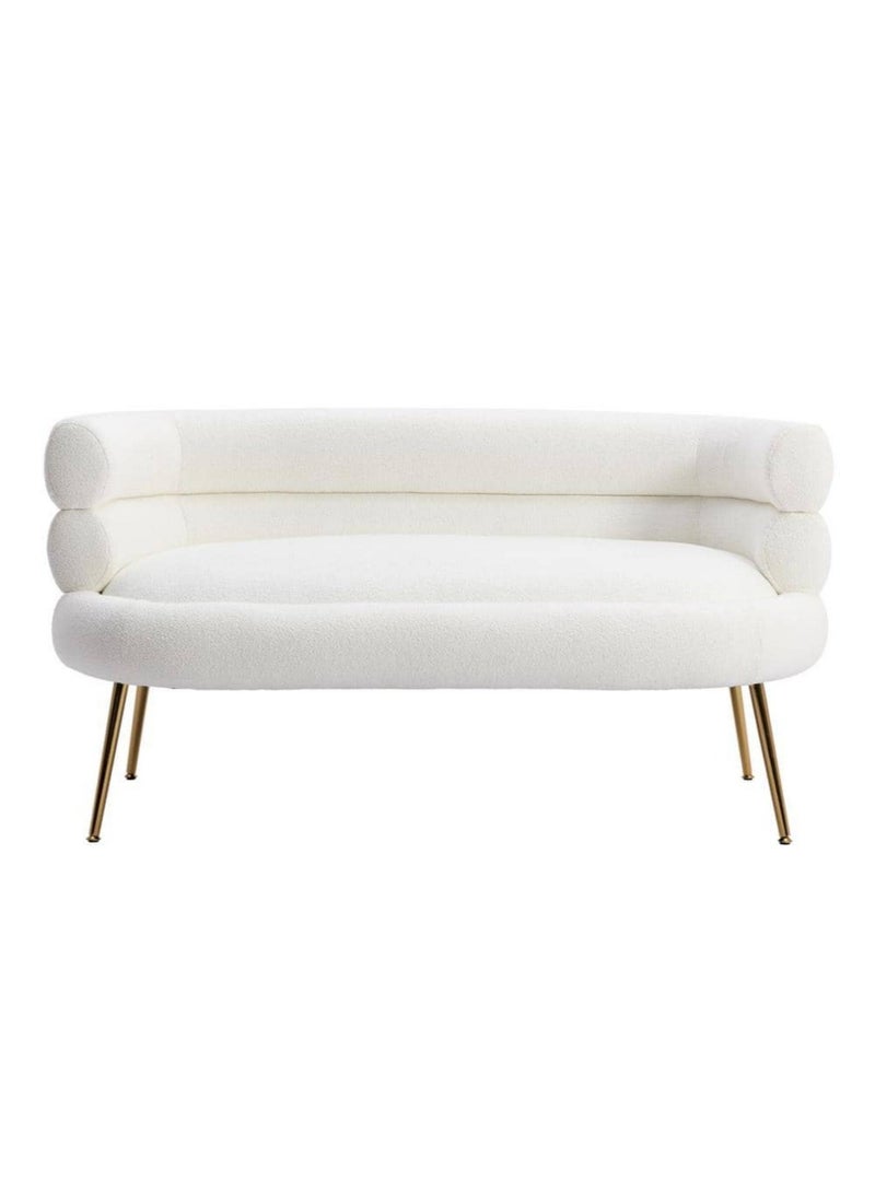 Karnak Flared 2 Seater Fabric Sofa – White - Image 3