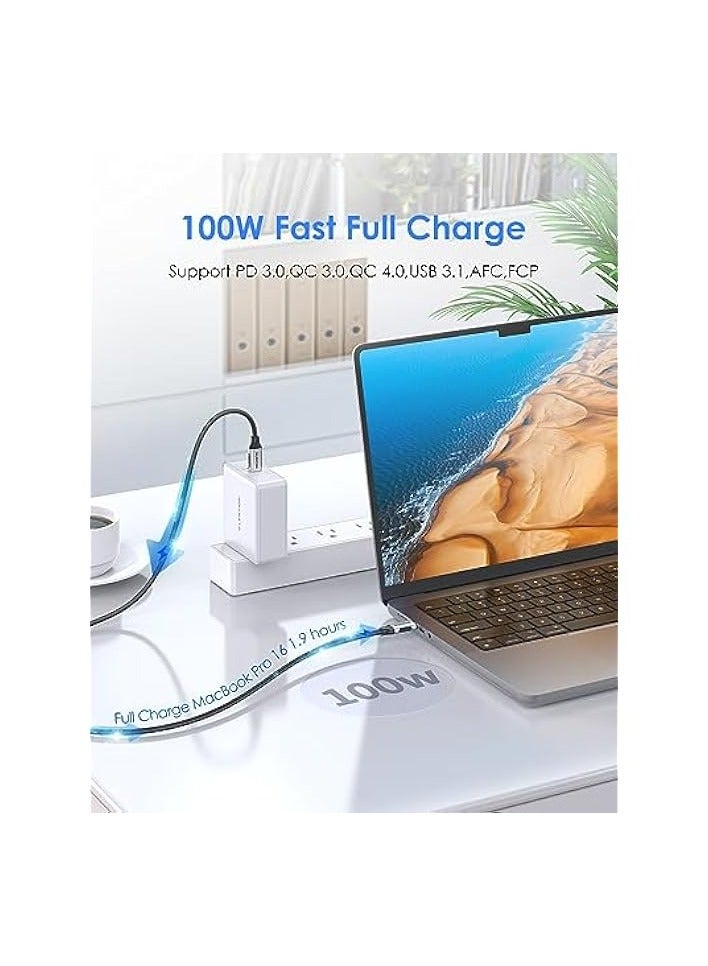 لينشن كابل USB C 3.1 Gen 2 بطول 3.3 قدم، شحن 100 واط + بيانات 10 جيجابت في الثانية + سلك فيديو مجدول 4K/60 هرتز متوافق مع 2023-2016 MacBook Pro، Mac Air/iPhone 15، Surface، Samsung S20/S10/S9/S8/Note، المزيد (فضي) ) - Image 2