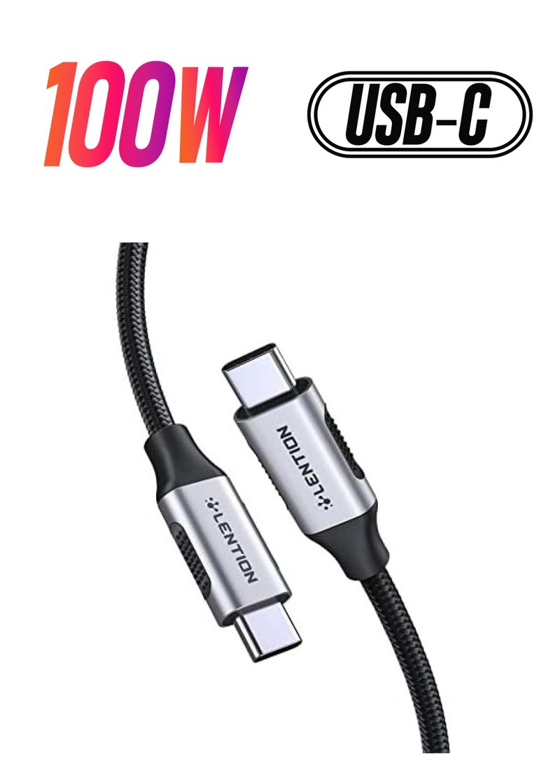 لينشن كابل USB C 3.1 Gen 2 بطول 3.3 قدم، شحن 100 واط + بيانات 10 جيجابت في الثانية + سلك فيديو مجدول 4K/60 هرتز متوافق مع 2023-2016 MacBook Pro، Mac Air/iPhone 15، Surface، Samsung S20/S10/S9/S8/Note، المزيد (فضي) ) - Image 1