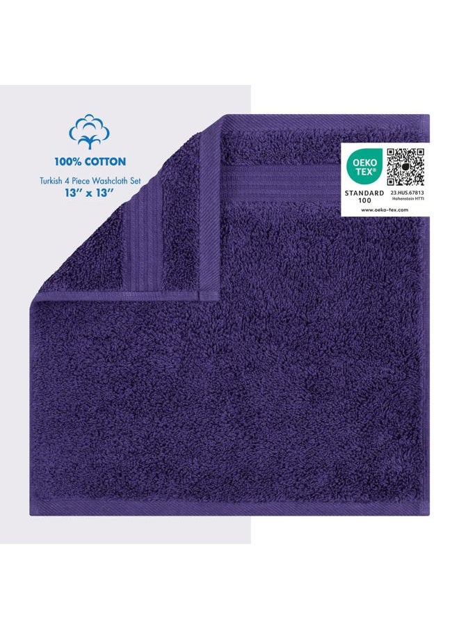 Cotton Paradise 100% Cotton Turkish Washcloths for Bathroom, 4 Piece Soft Absorbent Small Hand Face Towels Wash Rags for Body, Purple Wash Cloths  - Image 2